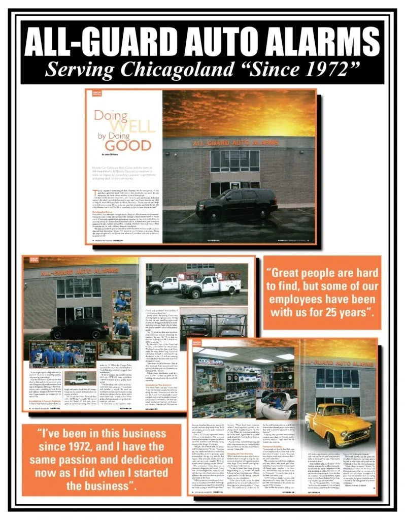 A magazine page with several images of cars.